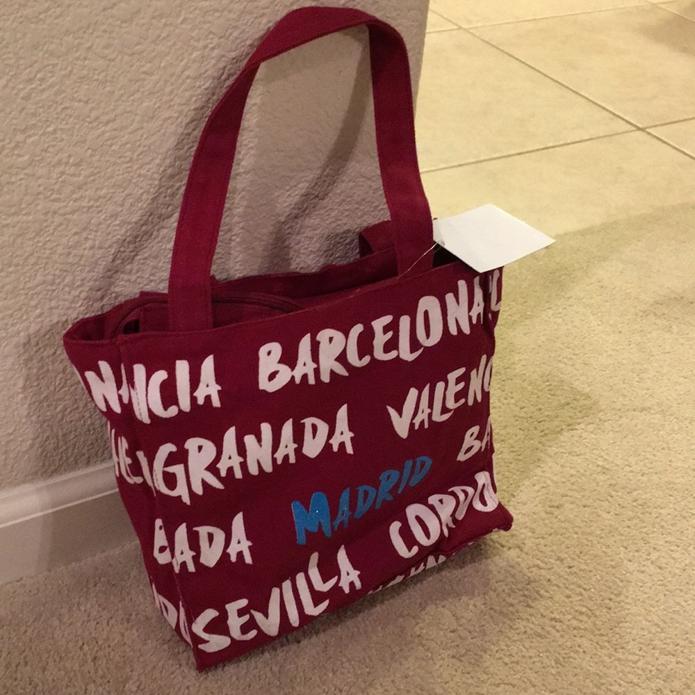 Maroon color canvas tote bag